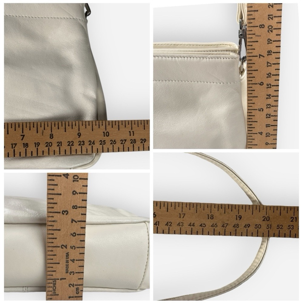 Vintage Coletta Shoulder Bag Clutch Genuine Leather‎ Bone Ivory Strap - Picture 12 of 12